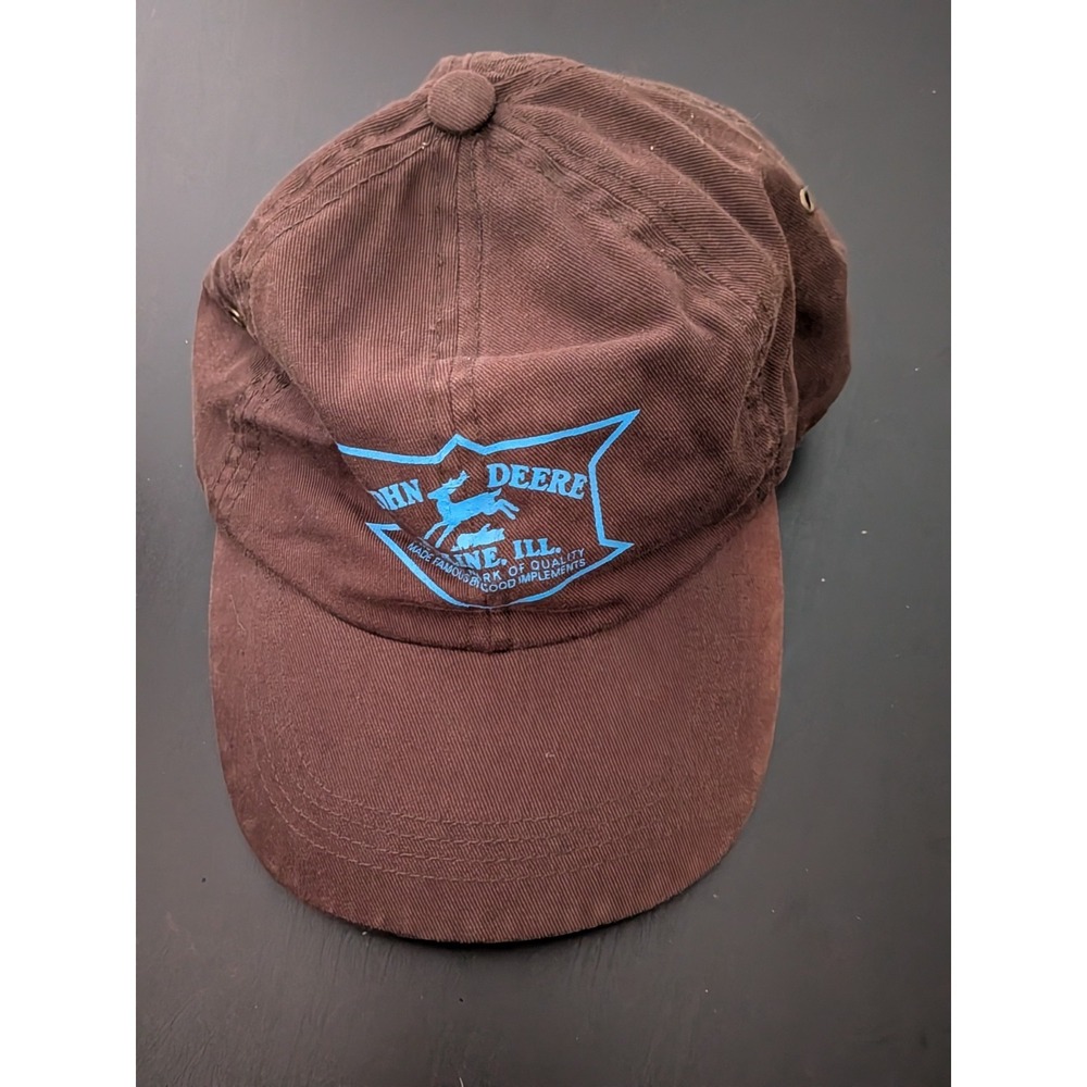 John Deere Moline Illinois‎ Hat Brown Blue Logo OSFM Baseball cap